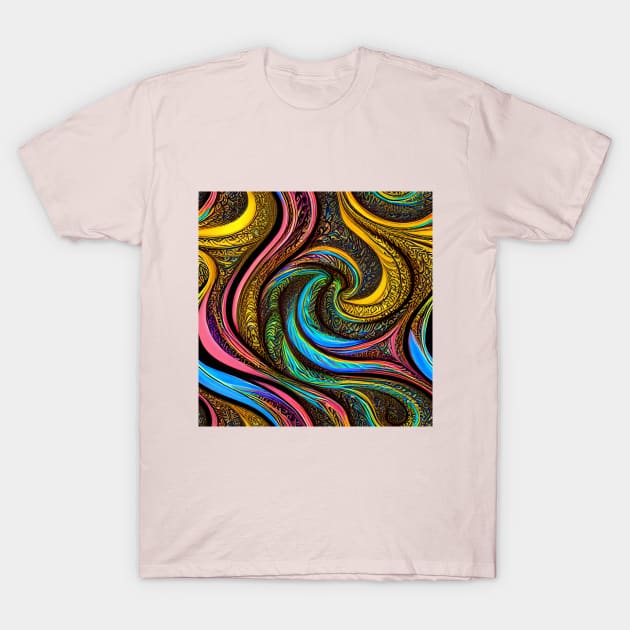 Multicolor Decorative Swirls number one T-Shirt by Funkiberd